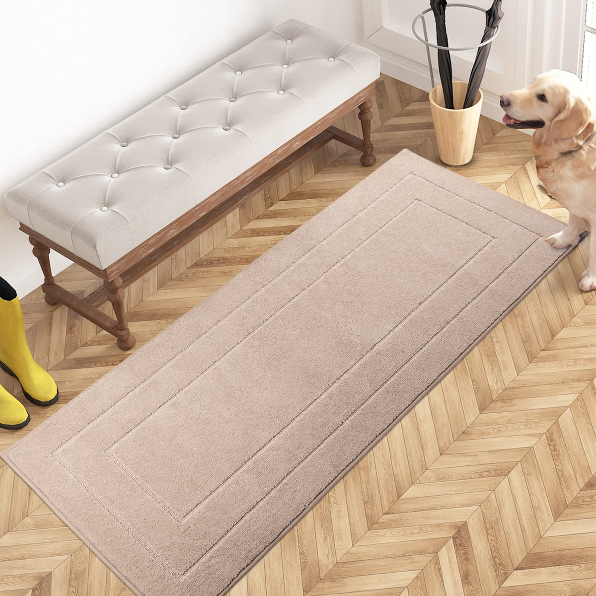 PURRUGS Dirt Trapping Door Mat Indoor Entrance, 20" x 31.5", Beige