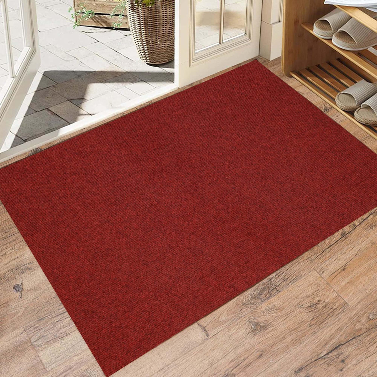 jxgzyy Red Runner Rug 2'11" x 9'10" with Scraper Pile for Outdoor, Garage