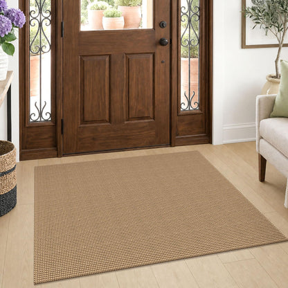 EARTHALL Woven Area Rug 3x5 Ft Washable Rugs for Entryway Braided Non Slip Rubber Backed Throw Rugs Door Mat Indoor Outdoor Entrance Cotton Carpet for Kitchen Foyer Front Door, Orange/Tan/Brown