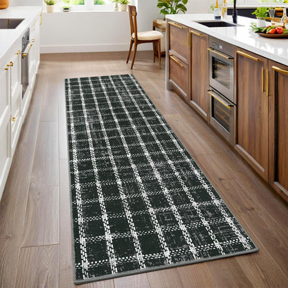 ROYHOME 6x9 Area Rug for Living Room Washable Khaki Brown Checkered Rugs