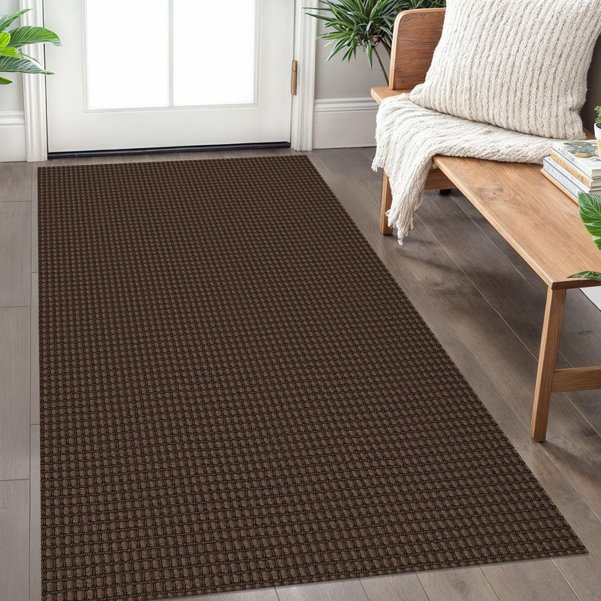 IOHOUZE Washable Area Rug 3x5 Non Slip Rubber Backed Woven Rugs for Entryway Rugs Indoor Outdoor Doormat Throw Rug Floor Carpet for Entrance Kitchen Front Door, Olive Green/Earthy Green