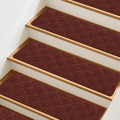 15 Pcs Stair Treads Non-Slip for Wooden Steps, 8"x30" Beige
