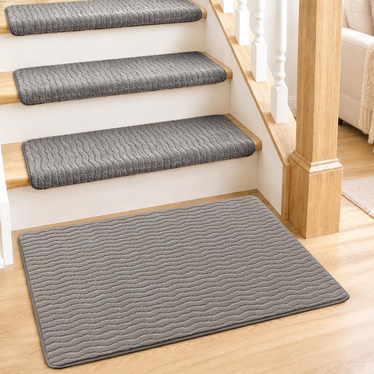 Domnesto Rounded Bullnose Carpet Stair Treads - 15 Pack, 36"
