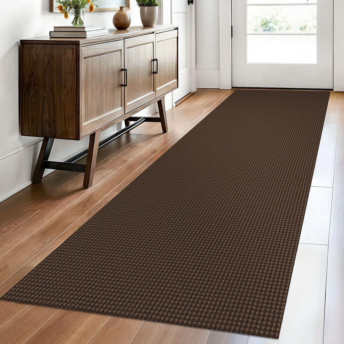 EARTHALL Woven Area Rug 3x5 Ft Washable Rugs for Entryway Braided Non Slip Rubber Backed Throw Rugs Door Mat Indoor Outdoor Entrance Cotton Carpet for Kitchen Foyer Front Door, Orange/Tan/Brown