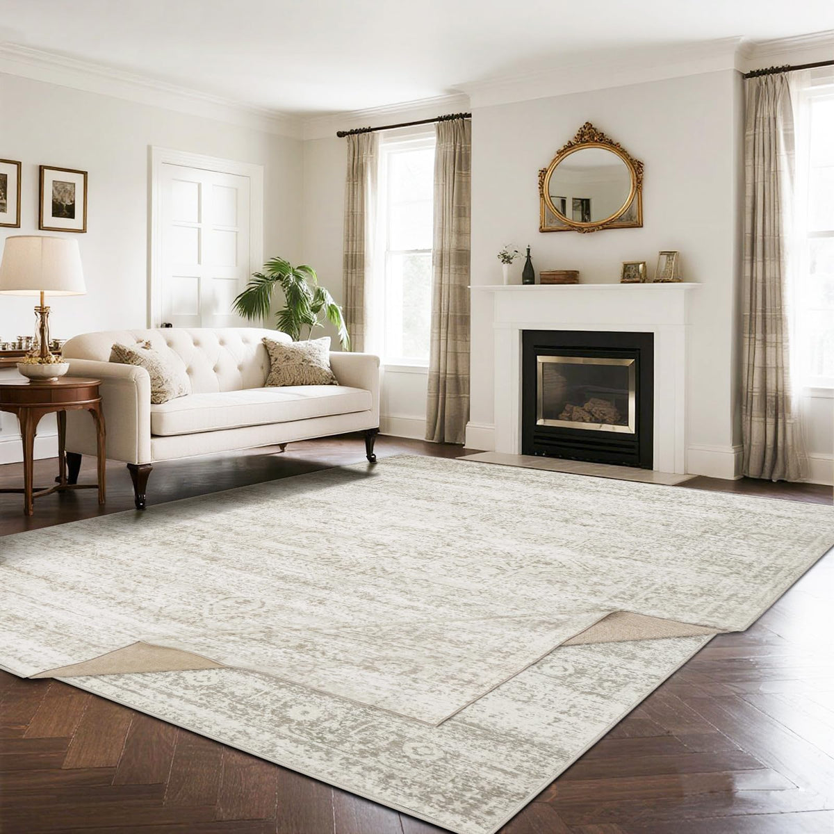 Washable Rugs 8x10 Area Rug for Living Room,Bedroom,Dining Room-Beige Green