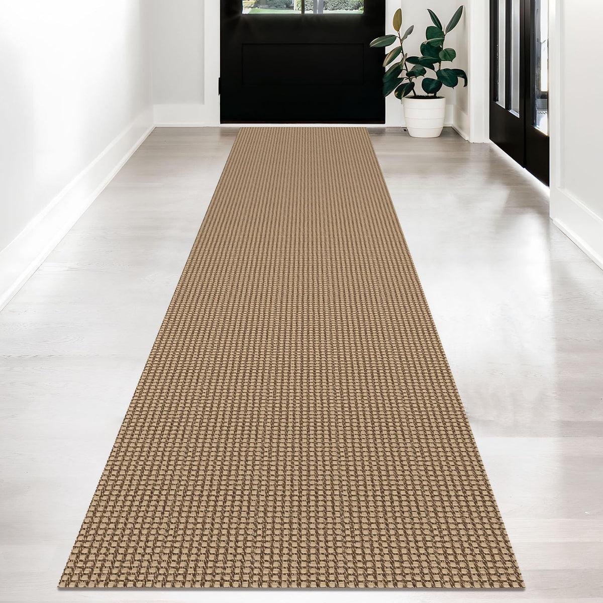 KOZYFLY Extra Long Runners for Hallways 3x20 ft Washable Kitchen Runner Non Slip Rubber Backed Hallway Rug Cotton Entryway Runner Rug Floor Carpet for Indoor Hall, Kitchen, Stair, Black/Dark Grey