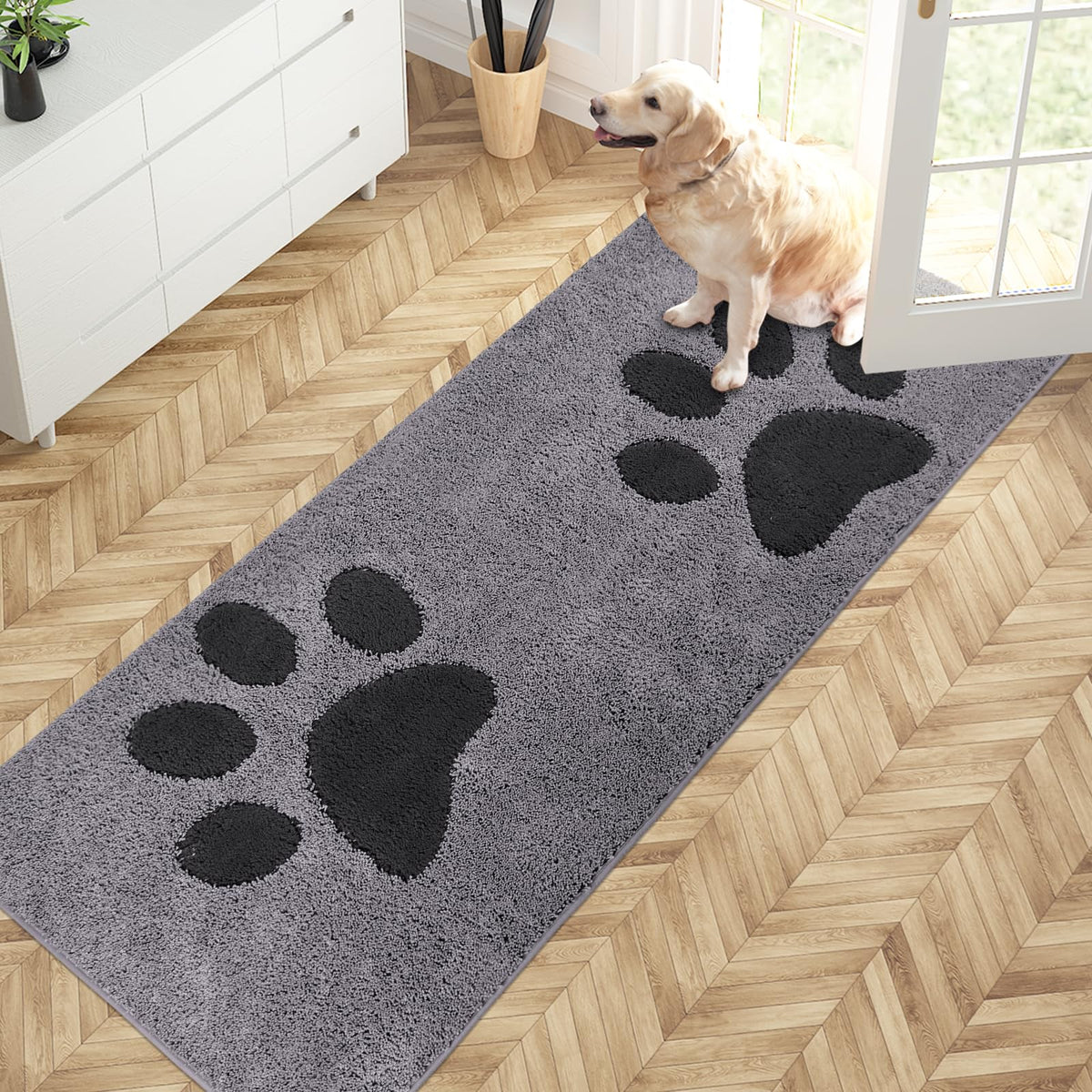 PURRUGS Dirt Trapping Door Mat Indoor Entrance, 32" x 47", Grey
