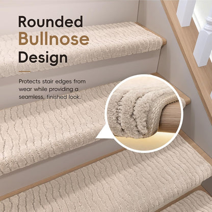 Domnesto Rounded Bullnose Carpet Stair Treads - 15 Pack, 36"
