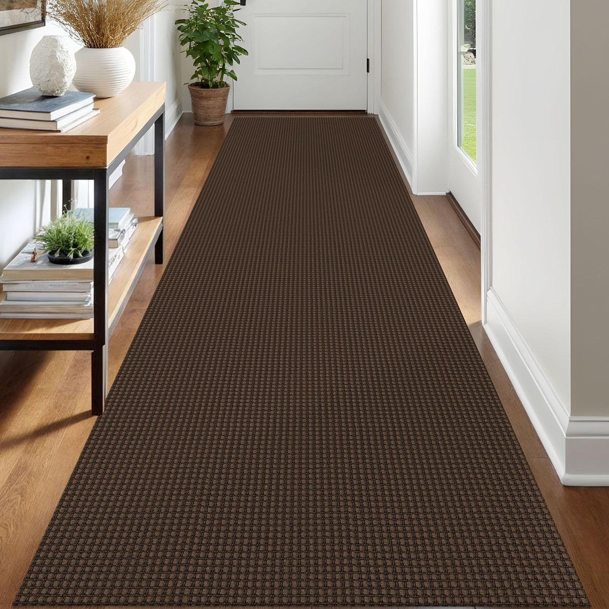 IOHOUZE Washable Area Rug 3x5 Non Slip Rubber Backed Woven Rugs for Entryway Rugs Indoor Outdoor Doormat Throw Rug Floor Carpet for Entrance Kitchen Front Door, Olive Green/Earthy Green