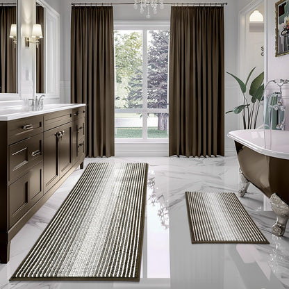 BSICPRO Bathroom Rugs Sets 2 Piece, Modern Bath Mat 20"x47"+20"x32", Blue