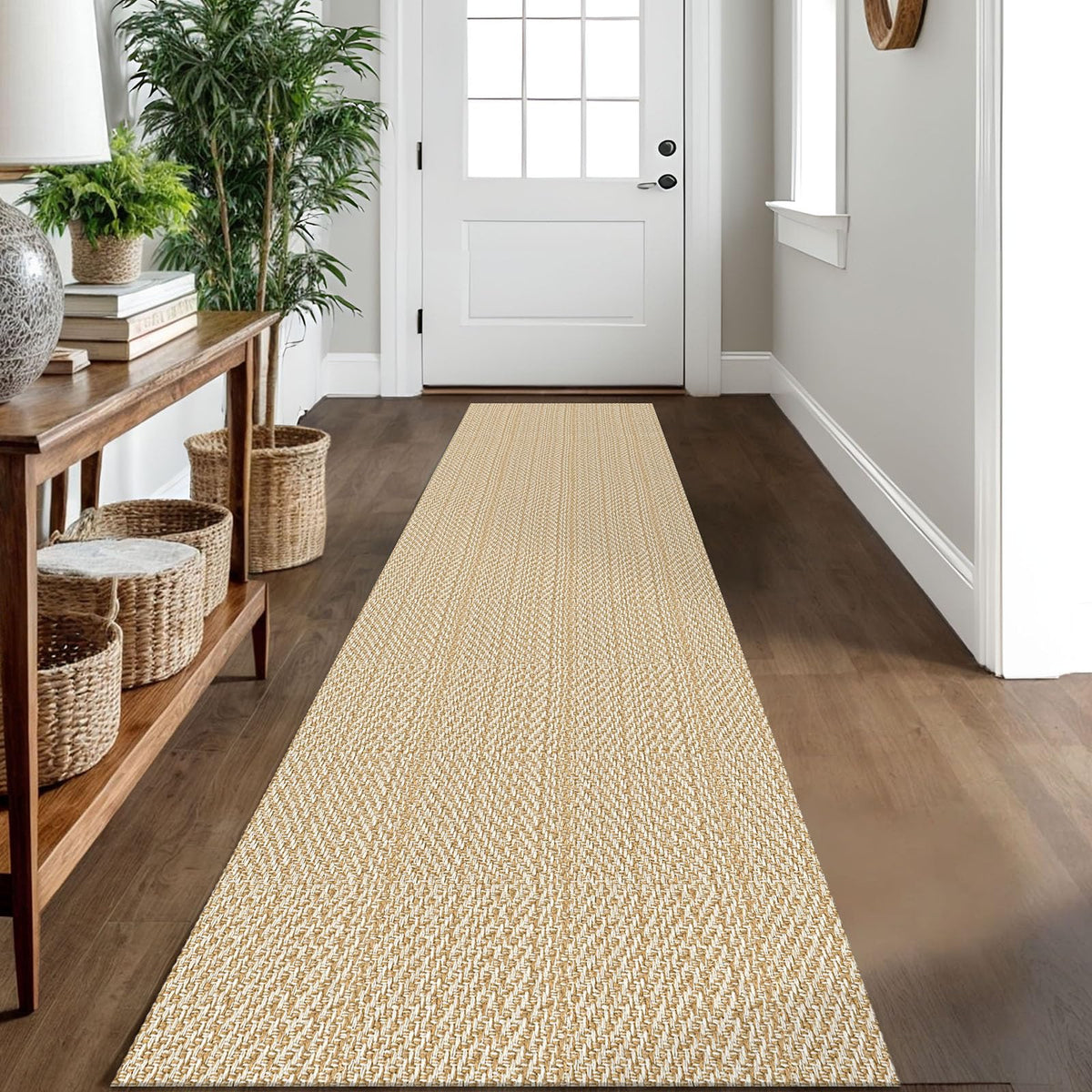 IOHOUZE Small Area Rug 2x3 Washable Woven Rugs for Entryway Non Slip Rubber Backed Front Door Rugs Indoor Doormat Throw Rug Floor Carpet for Entrance Kitchen, Cream/Beige