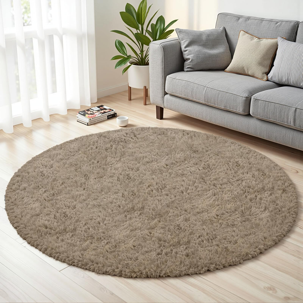 8x10 Area Rug for Living Room,Black Fluffy Shag Non-Slip Bedroom Rugs