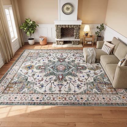 HOOBRO 2 x 3 Area Rugs Washable, Small Rugs for Entryway Kitchen Bathroom Mat Indoor Low Pile Soft Rug, Non-Slip Backing Stain Resistant Carpets, Pet Friendly Machine Washable, Vintage Beige EF01AR01