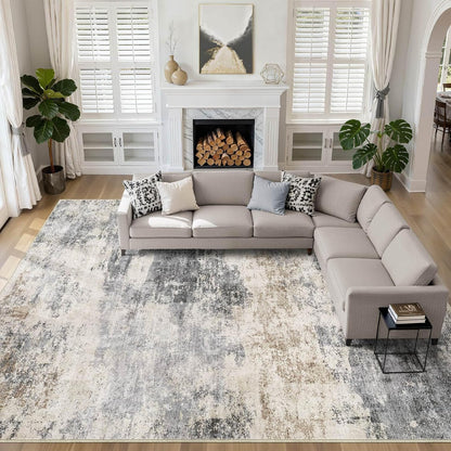 LOONGRUG 10x14 Area Rugs Washable Large Neutral Modern Living Room Rug