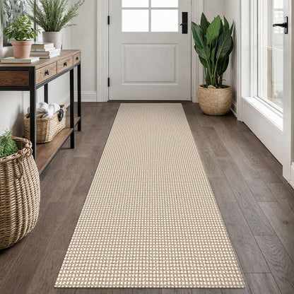 EARTHALL Woven Area Rug 3x5 Ft Washable Rugs for Entryway Braided Non Slip Rubber Backed Throw Rugs Door Mat Indoor Outdoor Entrance Cotton Carpet for Kitchen Foyer Front Door, Orange/Tan/Brown