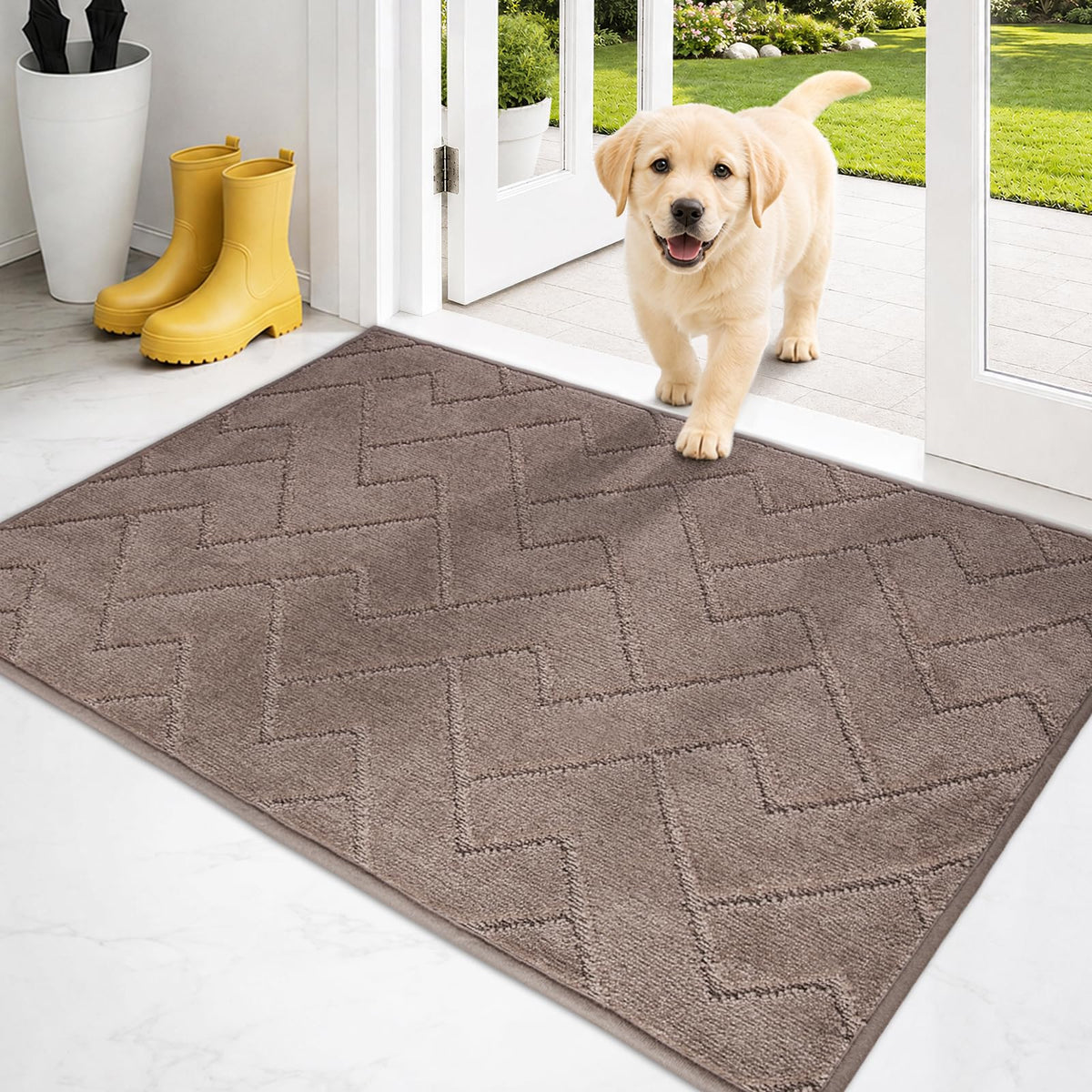 PURRUGS Dirt Trapping Door Mat Indoor Entrance, 32" x 47", Taupe
