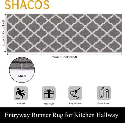 SHACOS Washable Hallway Runner Rug 20"x59" Non Slip Kitchen Rug Runner
