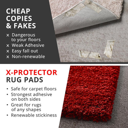 X-Protector Rug Tape for Carpet - 12 PCS Premium Rug Pad Grippers