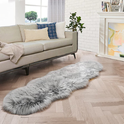 ORINOVA White Faux Sheepskin Shag Fur Runner Rugs for Living Room Bedroom Fluffy Washable Furry Area Rug 2x6 Nursery Rug Teen Room Décor