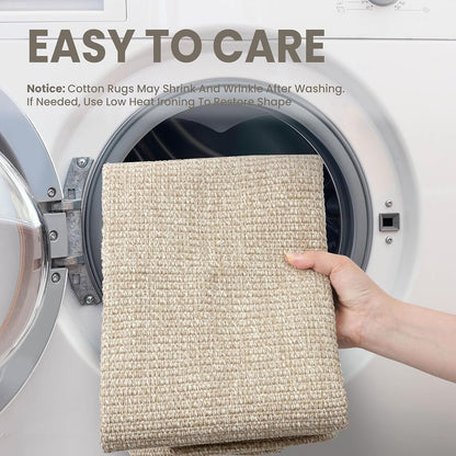 EARTHALL Washable Area Rug, Non Slip Entryway Rug, 4x6 Ft, Sand/Beige