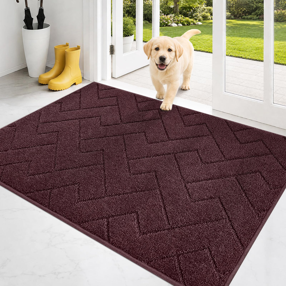 PURRUGS Dirt Trapping Door Mat Indoor Entrance, 32" x 47", Taupe