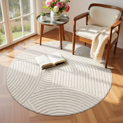 U'Artlines 5x7ft Washable Area Rug for Living Room, Beige