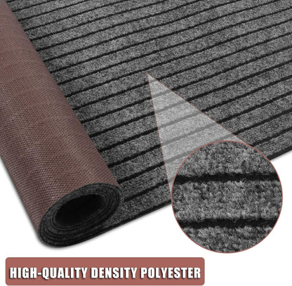 Runner Rug 2 ft x 6 ft Indoor/Outdoor Low Profile, Hallway, Kitchen, Patio, Deck Area, RV, Entryway, Garage, with Non-Slip Rubber Backing, Gray with Black Stripe, Custom