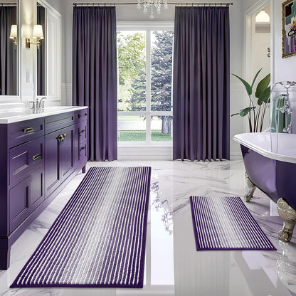 BSICPRO Bathroom Rugs Sets 2 Piece, Modern Bath Mat 20"x47"+20"x32", Blue
