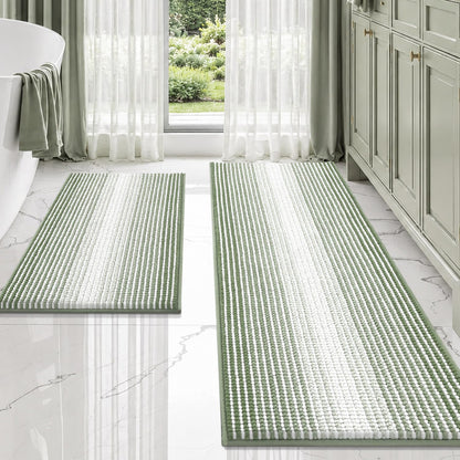 BSICPRO Bathroom Rugs Sets 2 Piece, Modern Bath Mat 20"x47"+20"x32", Blue