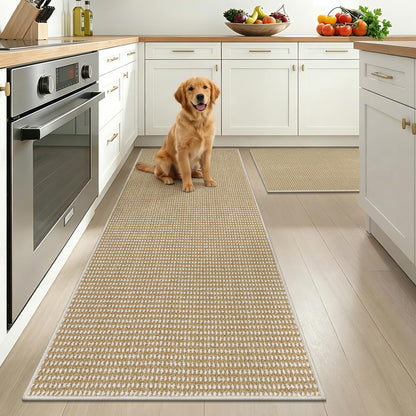 HEBE Kitchen Rugs Set of 2, Non Slip Washable Kitchen Mats for Floor