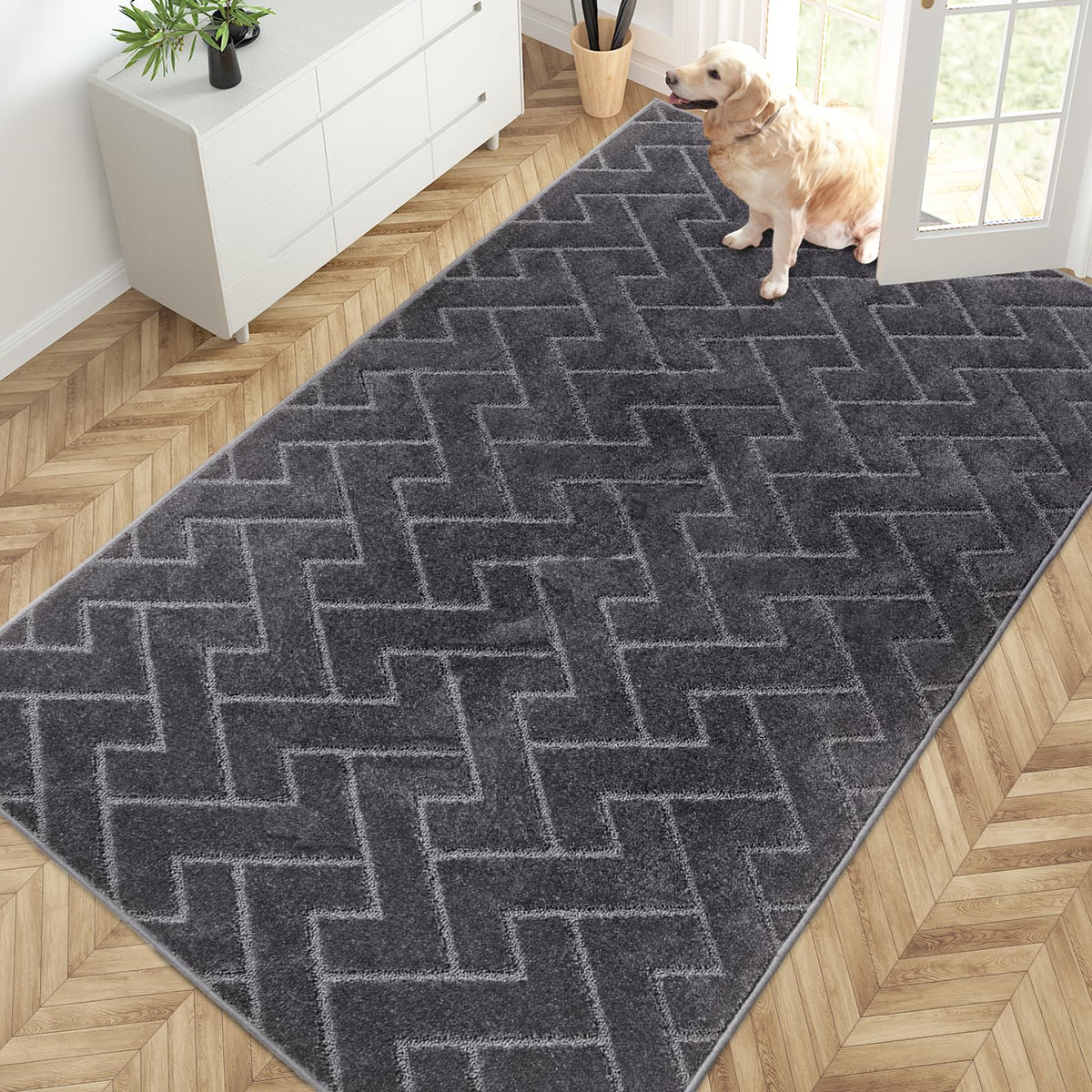 PURRUGS Dirt Trapping Door Mat Indoor Entrance, 32" x 47", Taupe