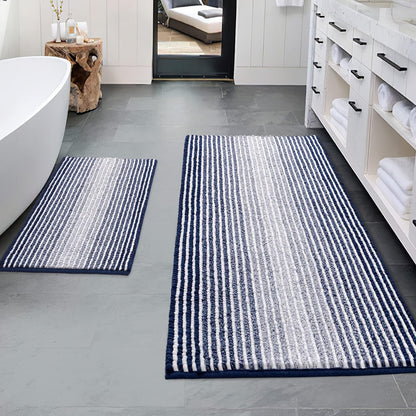 BSICPRO Bathroom Rugs Sets 2 Piece, Modern Bath Mat 20"x47"+20"x32", Blue