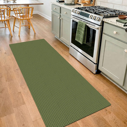 IOHOUZE Washable Area Rug 3x5 Non Slip Rubber Backed Woven Rugs for Entryway Rugs Indoor Outdoor Doormat Throw Rug Floor Carpet for Entrance Kitchen Front Door, Olive Green/Earthy Green