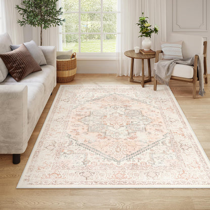 LIVEBOX Sage Washable Vintage Area Rug 3x5 Non-Slip