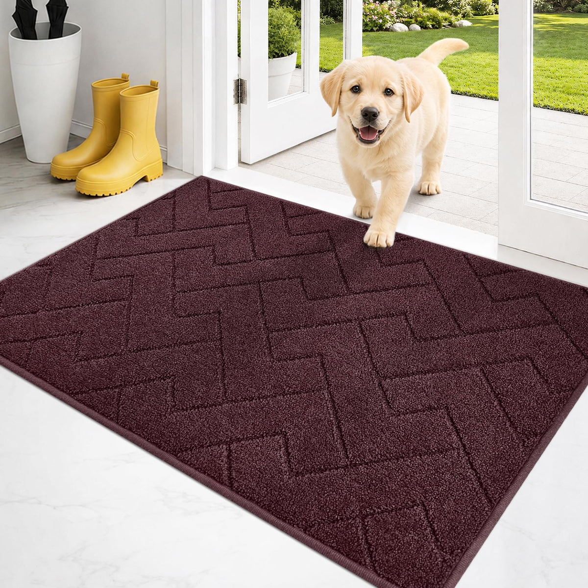 PURRUGS Dirt Trapping Door Mat Indoor Entrance, 32" x 47", Taupe
