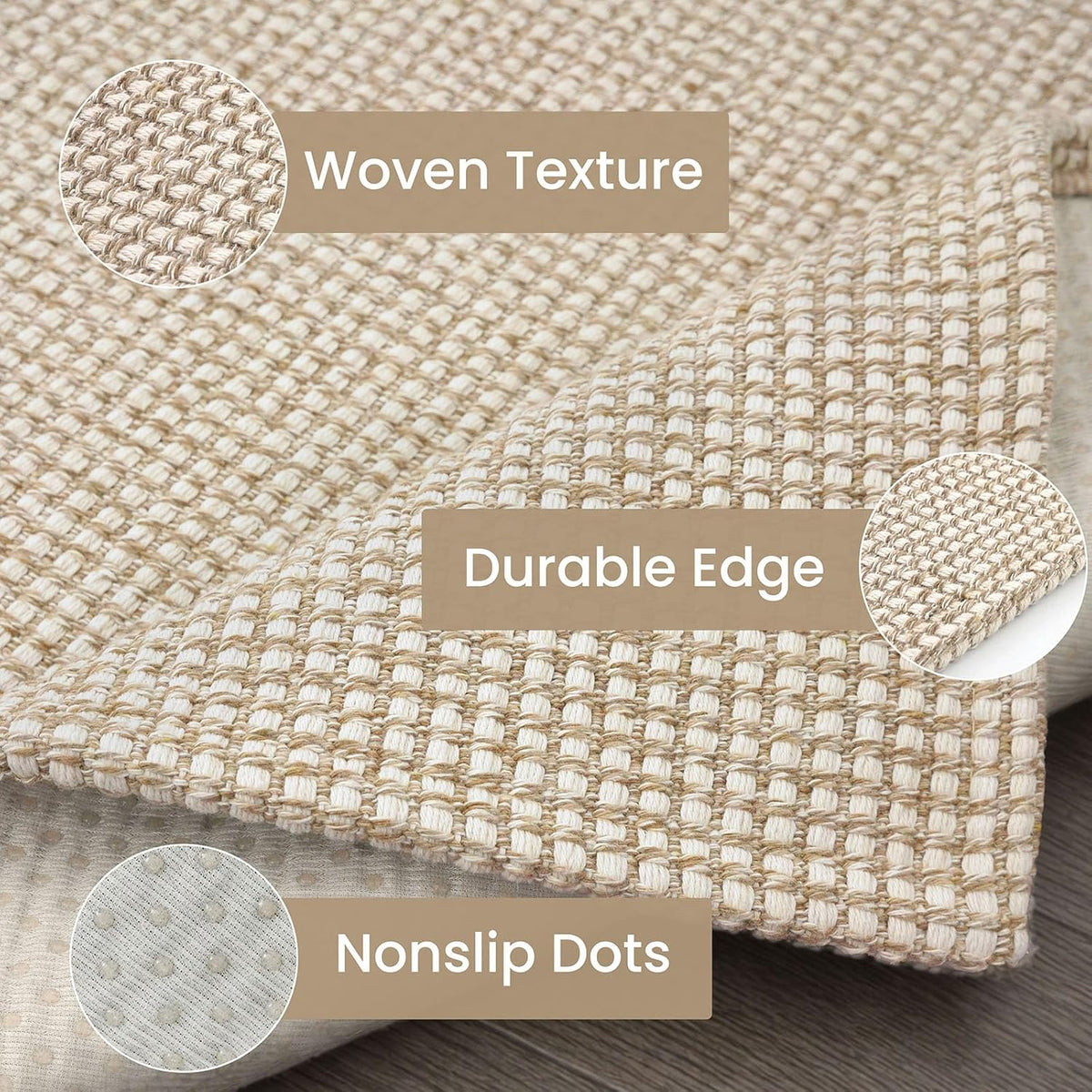 IOHOUZE Small Area Rug 2x3 Washable Woven Rugs for Entryway Non Slip Rubber Backed Front Door Rugs Indoor Doormat Throw Rug Floor Carpet for Entrance Kitchen, Cream/Beige