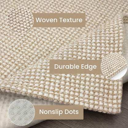 IOHOUZE Small Area Rug 2x3 Washable Woven Rugs for Entryway Non Slip Rubber Backed Front Door Rugs Indoor Doormat Throw Rug Floor Carpet for Entrance Kitchen, Cream/Beige