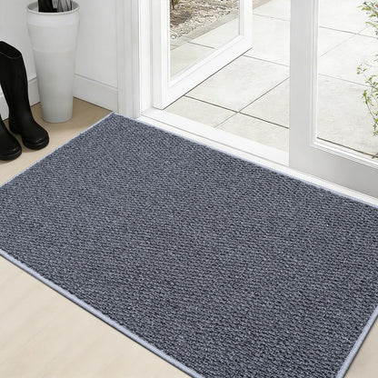 Faux Jute Area Rug 4'x6', Washable & Non-Slip, Grey & White