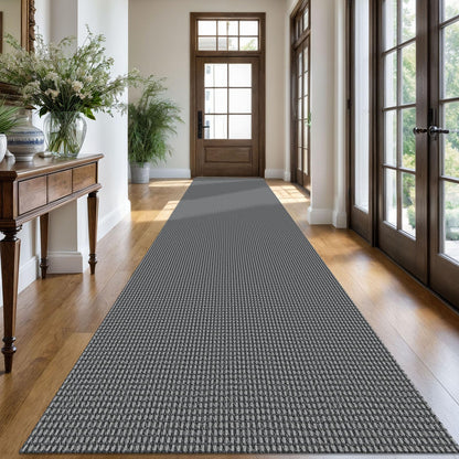 KOZYFLY Extra Long Runners for Hallways 3x20 ft Washable Kitchen Runner Non Slip Rubber Backed Hallway Rug Cotton Entryway Runner Rug Floor Carpet for Indoor Hall, Kitchen, Stair, Black/Dark Grey