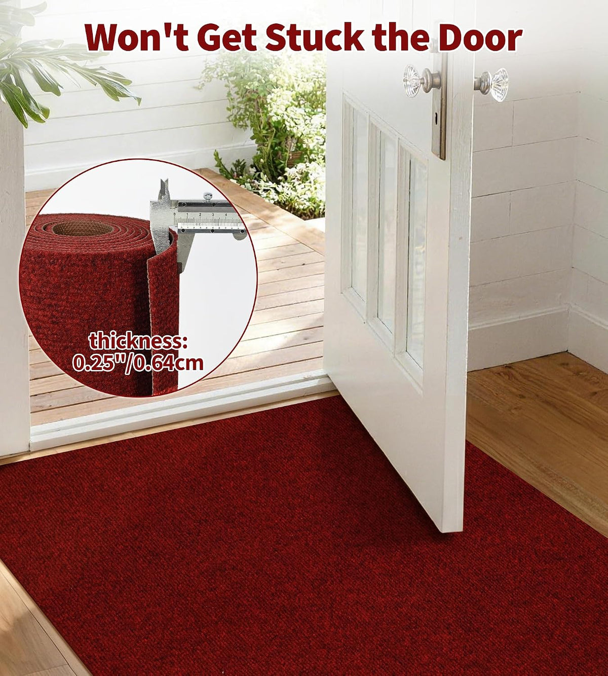 jxgzyy Red Runner Rug 2'11" x 9'10" with Scraper Pile for Outdoor, Garage