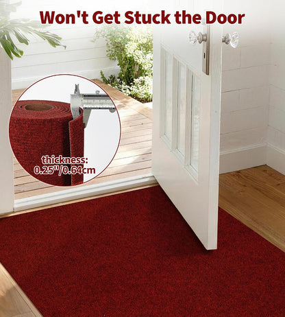 jxgzyy Red Runner Rug 2'11" x 9'10" with Scraper Pile for Outdoor, Garage