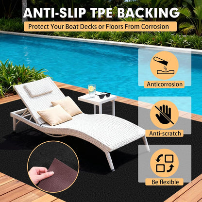 Grefinity Marine Carpet, 5 FT x 15 FT Black Indoor Outdoor Carpet