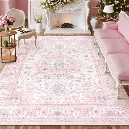 LIVEBOX Sage Washable Vintage Area Rug 3x5 Non-Slip