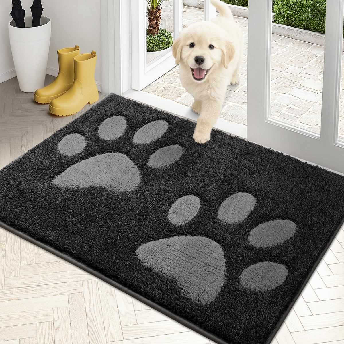 PURRUGS Dirt Trapping Door Mat Indoor Entrance, 32" x 47", Grey