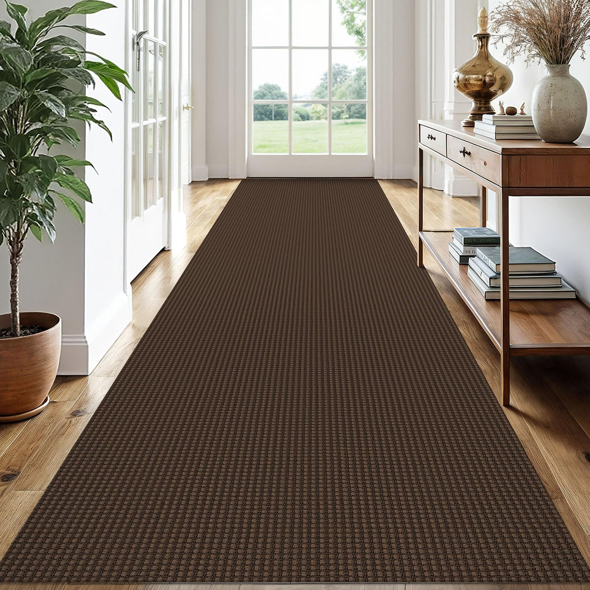 EARTHALL Woven Area Rug 3x5 Ft Washable Rugs for Entryway Braided Non Slip Rubber Backed Throw Rugs Door Mat Indoor Outdoor Entrance Cotton Carpet for Kitchen Foyer Front Door, Orange/Tan/Brown