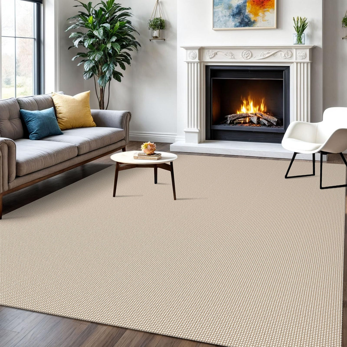 IOHOUZE Small Area Rug 2x3 Washable Woven Rugs for Entryway Non Slip Rubber Backed Front Door Rugs Indoor Doormat Throw Rug Floor Carpet for Entrance Kitchen, Cream/Beige