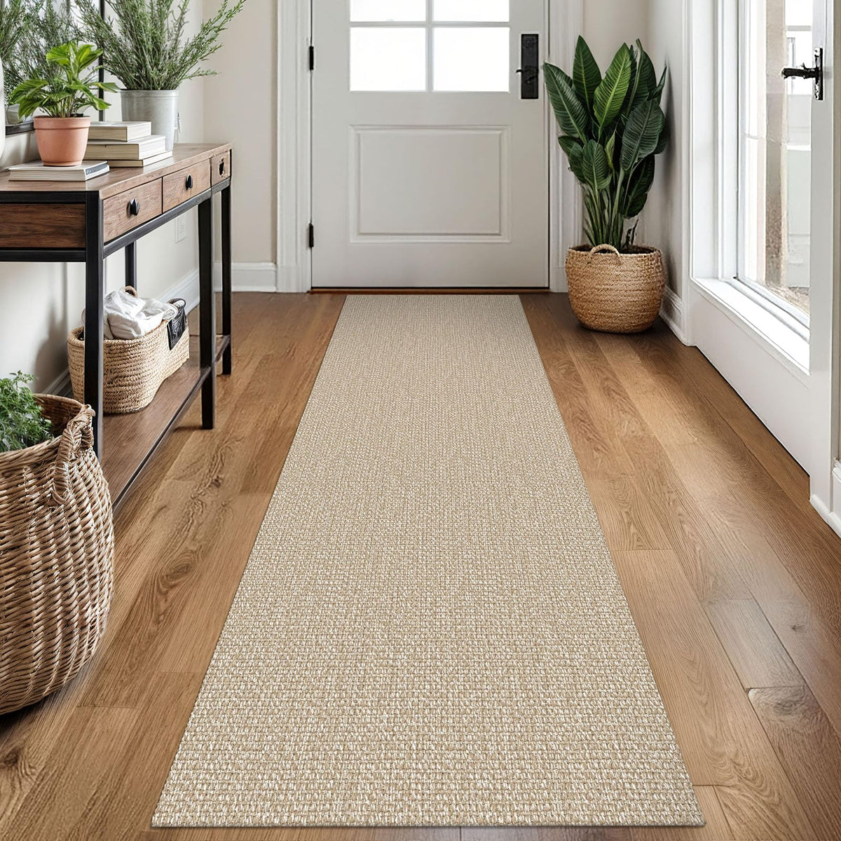 EARTHALL Washable Area Rug, Non Slip Entryway Rug, 4x6 Ft, Sand/Beige