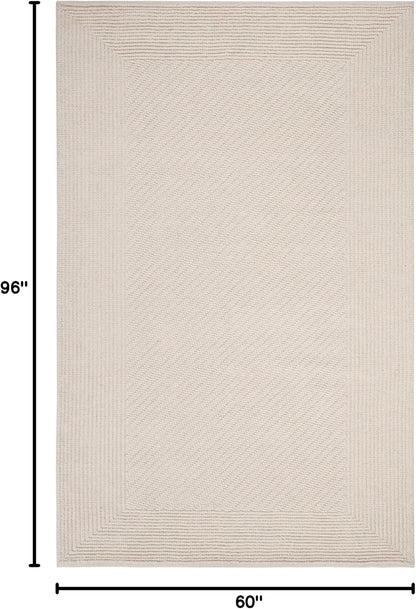 SAFAVIEH Natura Collection Area Rug - 5' x 8', Ivory, Handmade Wool, Ideal for High Traffic Areas in Living Room, Bedroom (NAT450A)