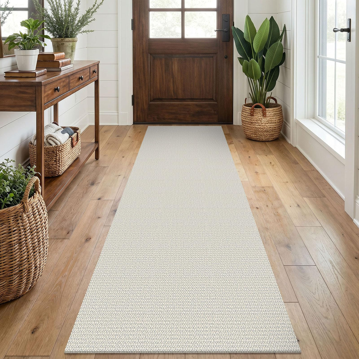 EARTHALL Washable Area Rug, Non Slip Entryway Rug, 4x6 Ft, Sand/Beige