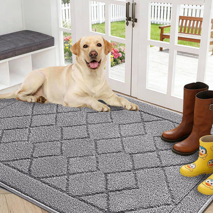 REFETONE Indoor Doormat 32" x 40", Low-Profile Front Door Mat, Dark Gray